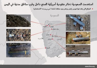 خريطة الأماكن التي سقطت بها القنابل العنقودية